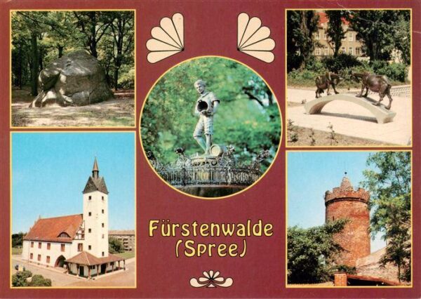 Fuerstenwalde Spree Rauenscher Stein Tierplastik Boettcherjunge auf dem Grassnik