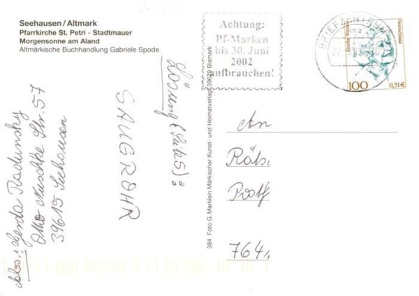 Seehausen Altmark Sachsen-Anhalt Pfarrkirche St Petri Stadtmauer Morgensonne am – Bild 2