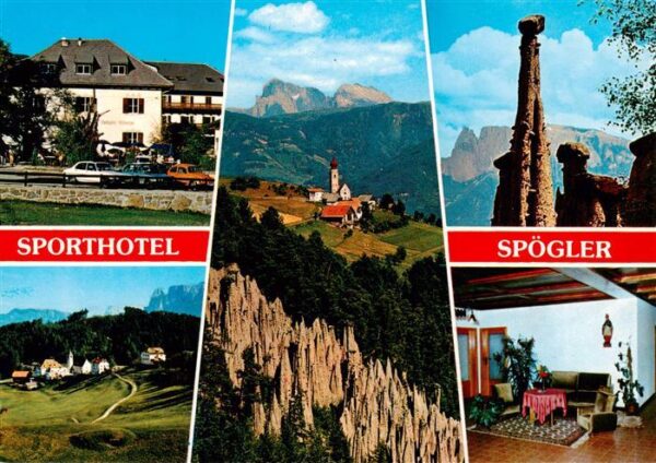 Lengmoos Ritten Sporthotel Spoegler Gastraum Panorama Felsen