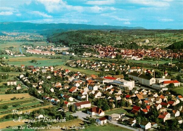 Haagen Loerrach mit Brombach Blick von der Burgruine Roetteln