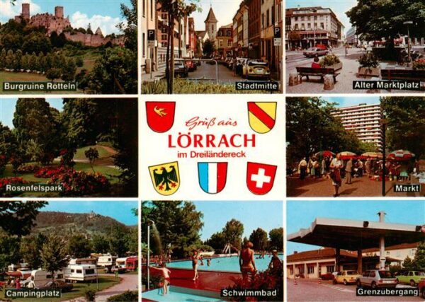 Loerrach Burgruine Roetteln Stadtmitte Alter Marktplatz Rosenfelspark Markt Camp