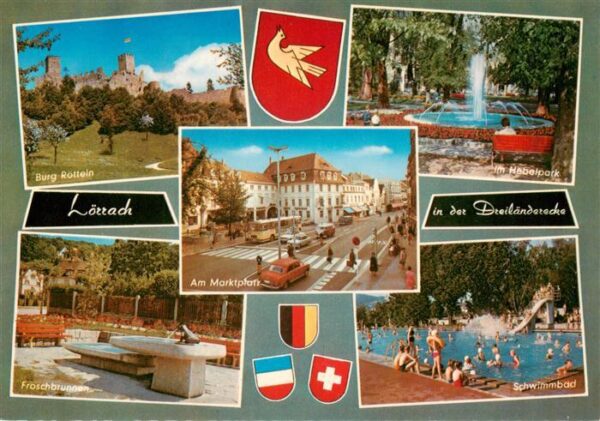 Loerrach Burg Roetteln Im Hebelpark Am Marktplatz Froschbrunnen Schwimmbad