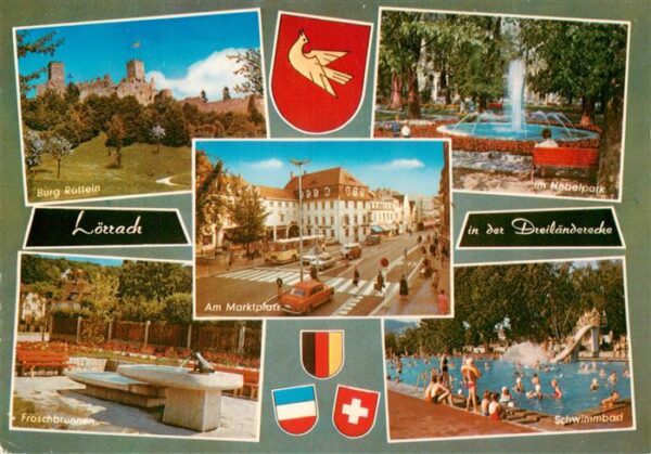 Loerrach Burg Roetteln Im Hebelpark Am Marktplatz Froschbrunnen Schwimmbad