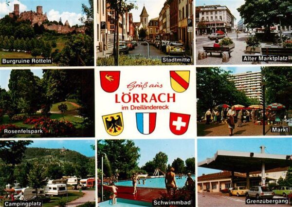 Loerrach Burgruine Roetteln Stadtmitte Alter Marktplatz Rosenfelspark Markt Camp