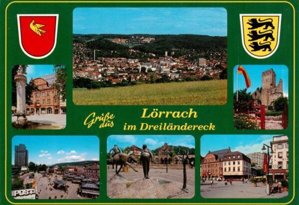 Loerrach Panorama Marktplatz Burgruine Roetteln Teilansichten Alter Markt