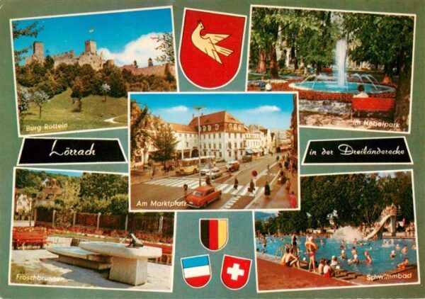 Loerrach Burg Roetteln Im Hebelpark Am Marktplatz Froschbrunnen Schwimmbad