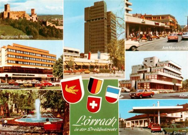 Loerrach Burgruine Roetteln Rathaus Marktplatz Koenigsbau AOK Im Hebelpark Grenz