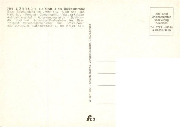 Loerrach Am Marktplatz Im Rosenfelspark Burgruine Roetteln Staedt Hallenbad – Bild 2