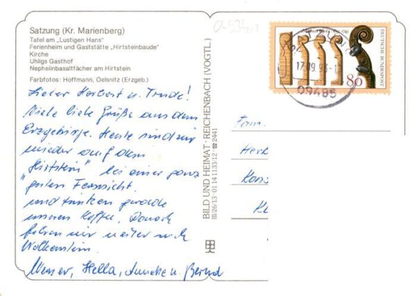 Satzung Tafel am Lustigen Haus Ferienheim Gaststaette Hirtensteinbaude Kirche Uh – Bild 2