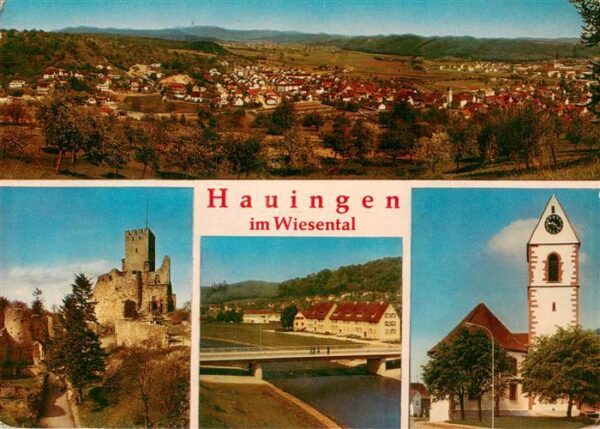 Hauingen Panorama Burgruine Roetteln Kirche
