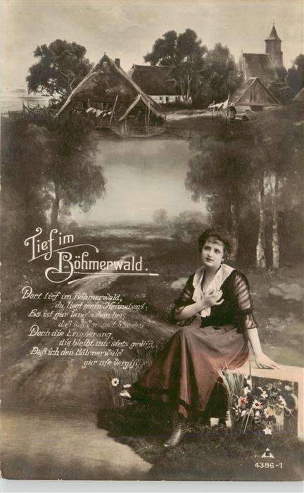 Verlag PH Nr. 4386-1 Tief im Boehmerwald Frau Wald Dorf