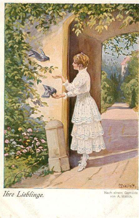 Mailick Kuenstlerlitho Nr. 4263/2 Ihre Lieblinge Frau Vogel