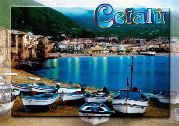 Cefalu Palermo IT Veduta notturna del porticciolo