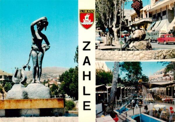 Zahle Lebanon Brunnen Statue Partie Zentrum Strassencafés
