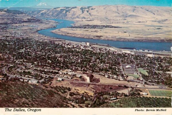 The Dalles Oregon USA Panorama Columbia River Mount Adams aerial view