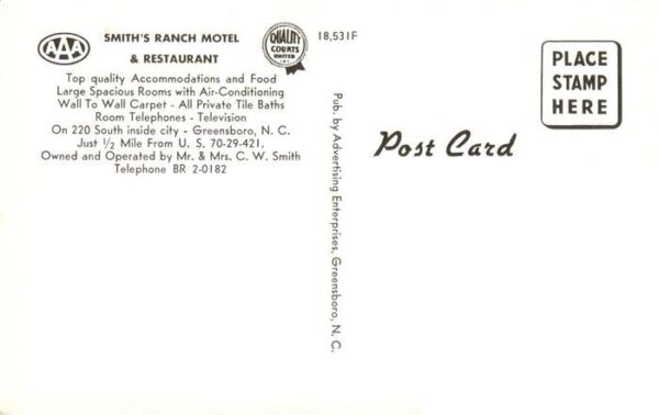 Greensboro North Carolina USA Smiths Ranch Motel and Restaurant – Bild 2
