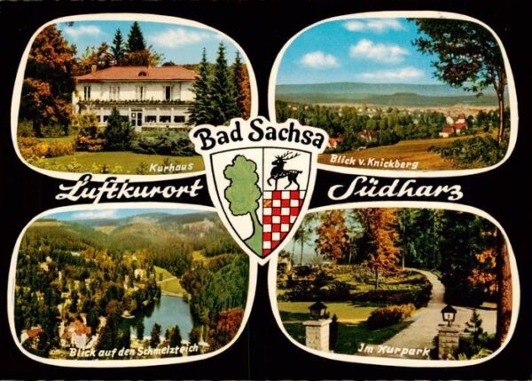 Bad Sachsa Harz Kurhaus Blick vom Knickberg Schmelzteich Im Kurpark