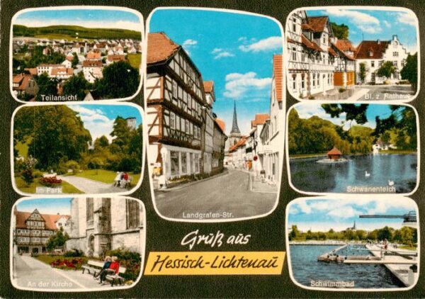 Hessisch-Lichtenau Panorama Park Kirche Landgrafen Strasse Rathaus Schwanenteich