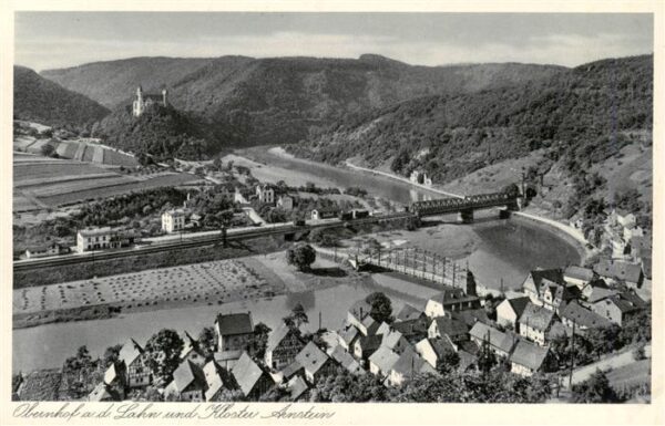Obernhof Lahn Panorama Blick zum Kloster Arnstein Kupfertiefdruck