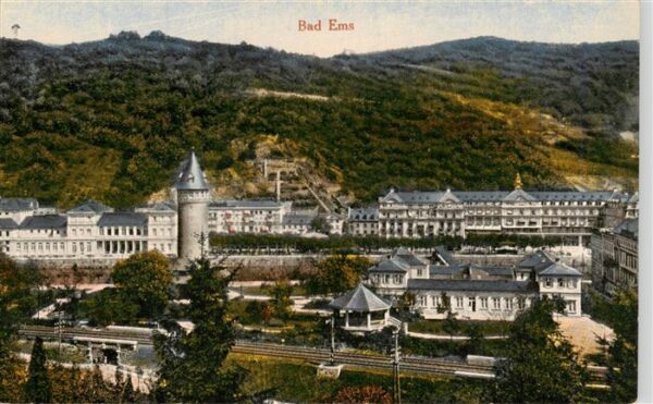 Bad Ems Lahn Blick von der Lahn Kurhaeuser