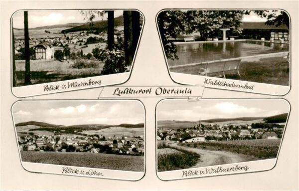 Oberaula Panorama Blick vom Muenzenberg Wallmersberg Lohn Waldschwimmbad