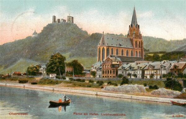 Oberwesel Rhein Partie am Hafen Liebfrauenkirche