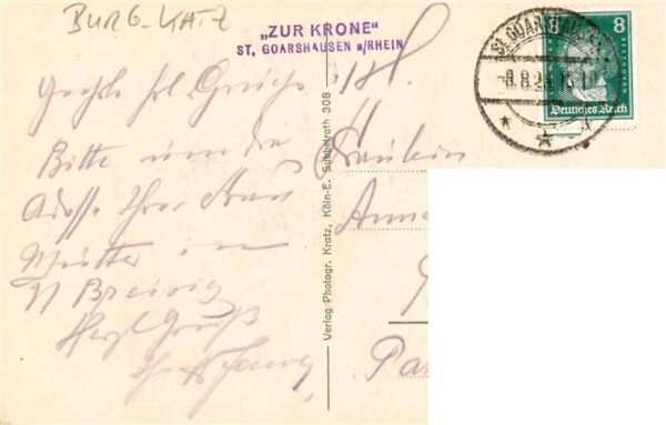 St Goarshausen Rhein Blick ueber den Rhein zur Burg Katz Rheindampfer – Bild 2