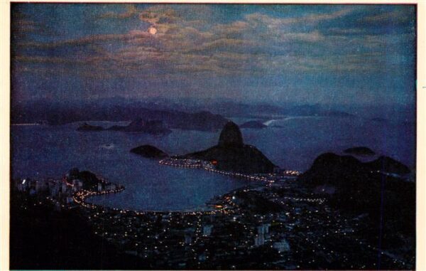 Rio de Janeiro Brazil at night aerial view