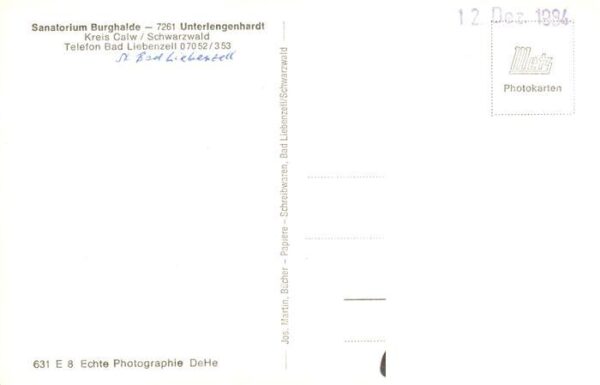 Unterlengenhardt Bad Liebenzell Sanatorium Burghalde – Bild 2