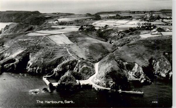 Sark UK Aerial view of the harbours