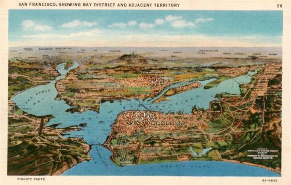 San Francisco California USA Showing bay district and adjacent teritory bird's e