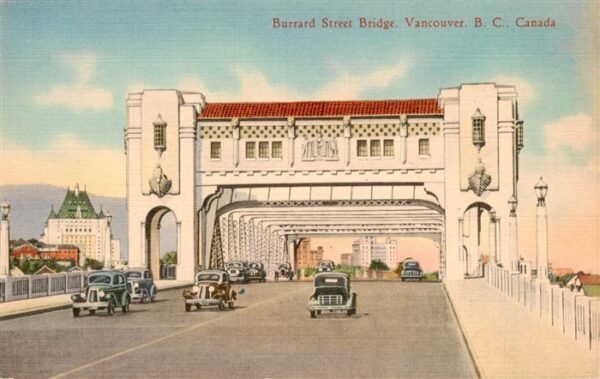 Vancouver BC Canada Burrard Street Bridge Illustration
