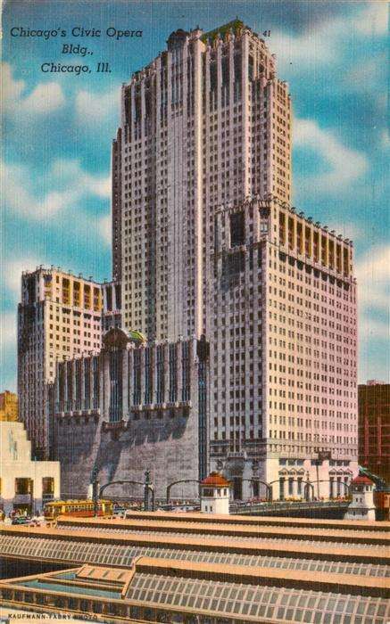 Chicago Illinois Civic Opera Building Illustration