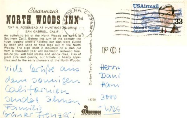 San Gabriel California USA Clearman's North Woods Inn – Bild 2