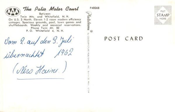 Whitefield New Hampshire USA The Patio Motor Court Swimming Pool – Bild 2