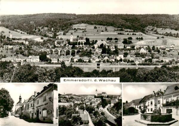 Emmersdorf Donau Wachau AT Panorama Ortszentrum Brunnen