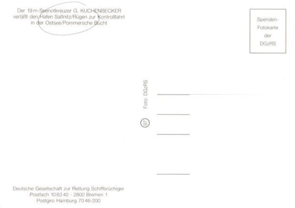 Sassnitz Ostseebad Ruegen Seenotkreuzer G. Kuchenbecker Hafen – Bild 2