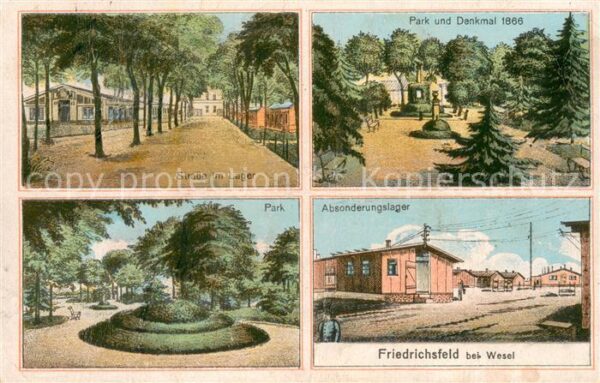 Friedrichsfeld Wesel Absonderungslager Strasse Park m. Denkmal