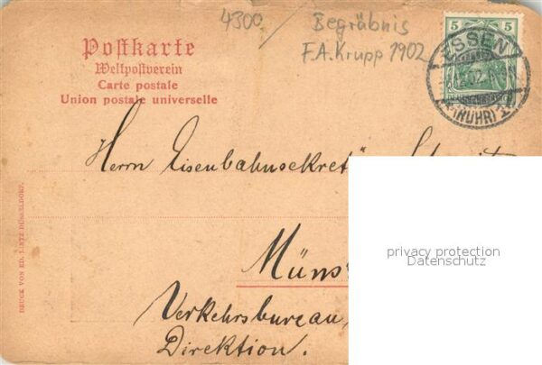 Essen  Ruhr Begraebnis Trauerzug F.A. Krupp – Bild 2