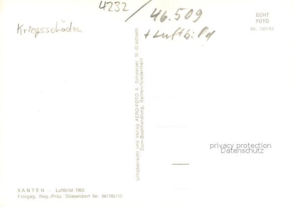 Xanten Fliegeraufnahme Kriegsschaeden – Bild 2