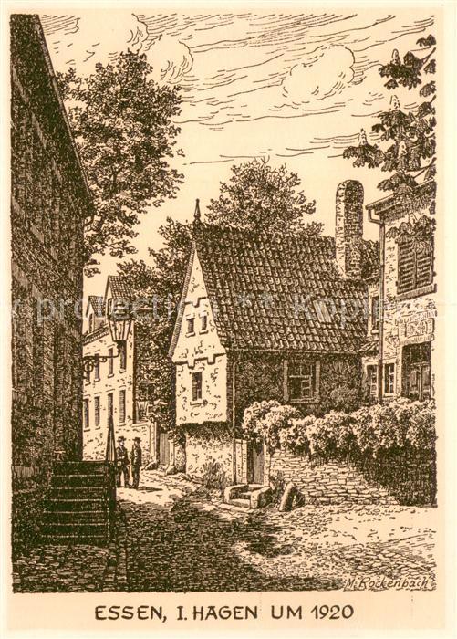 Essen  Ruhr 1. Hagen Gasse Kuenstlerkarte M. Rockenbach
