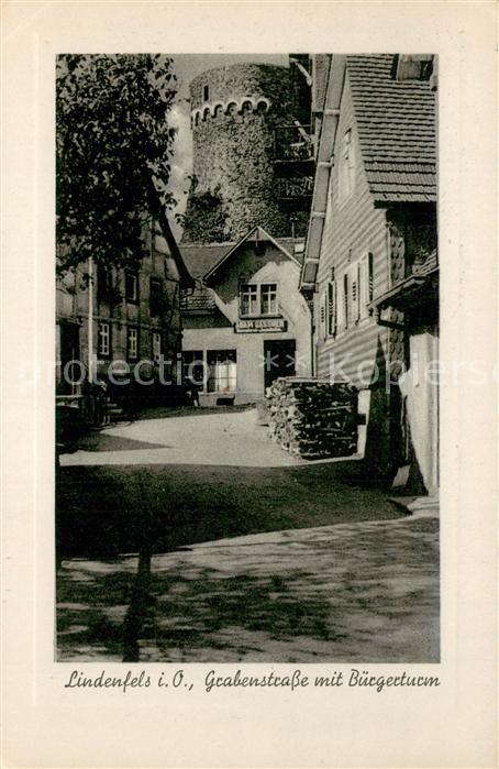 Lindenfels Odenwald Grafenstrasse m. Buergerturm