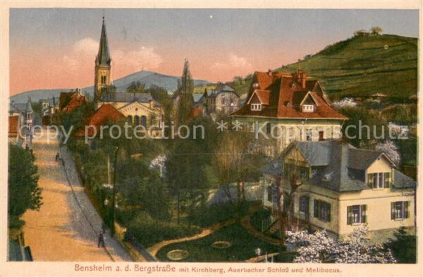 Bensheim Bergstrasse Kirchberg Auerbacher Schloss u. Melibocus