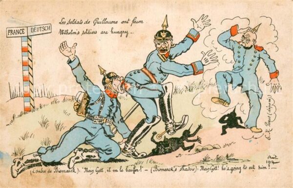 Militaria Humor WK1 France Deutsch Pickelhaube