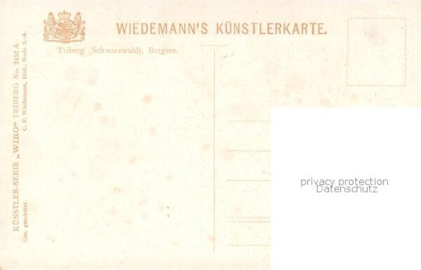 Verlag WIRO Wiedemann Nr. Nr.2452 A Triberg Schwarzwald Bergsee – Bild 2