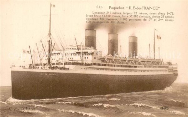 Dampfer Oceanliner ELD 611 ILE de FRANCE