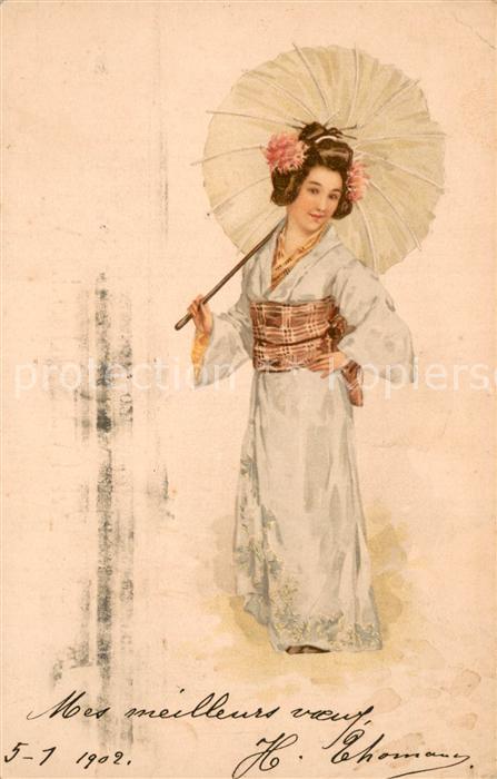 Geisha Japanerin mit Schirm