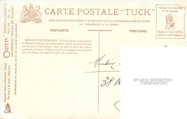 Verlag Tucks Oilette Nr. NR.19 MONACO – Bild 2