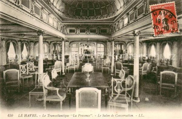 Dampfer Oceanliner LL.Nr.450 LE HAVRE La Provence Salon de Conversation