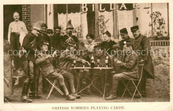 Kartenspiel-Postkarte British Tommies Playing Cards